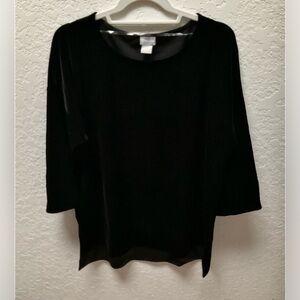 NWT Chico’s Travelers Black Velvet 3/4 Sleeve Blouse.